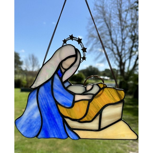 Handmade | Holiday | Christmas Nativity Stained Glass Art Decoration ...